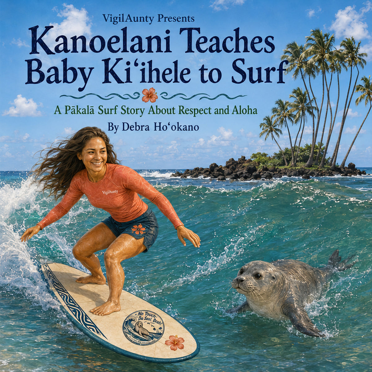 Kanoelani Teaches Baby Kiʻihele to Surf